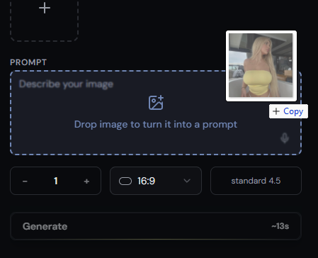 Drop an image into the prompt field to turn it into a prompt